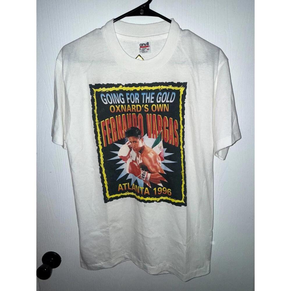 Vintage Fernando Vargas Shirt Going For The Gold Mens M 1996 Boxing Anvil Tag